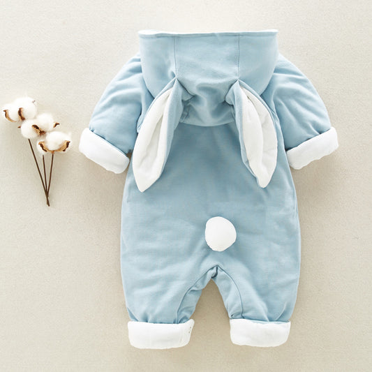 Baby romper thickened chinchilla hooded cotton