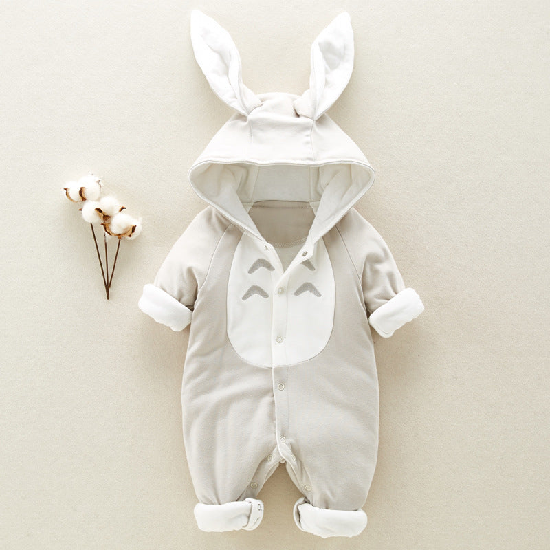 Baby romper thickened chinchilla hooded cotton