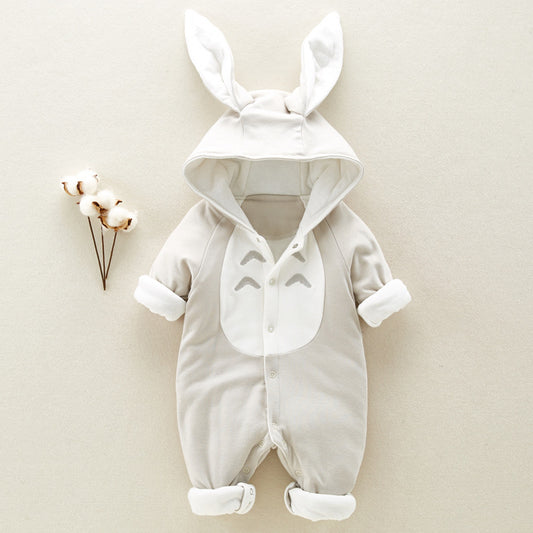 Baby romper thickened chinchilla hooded cotton